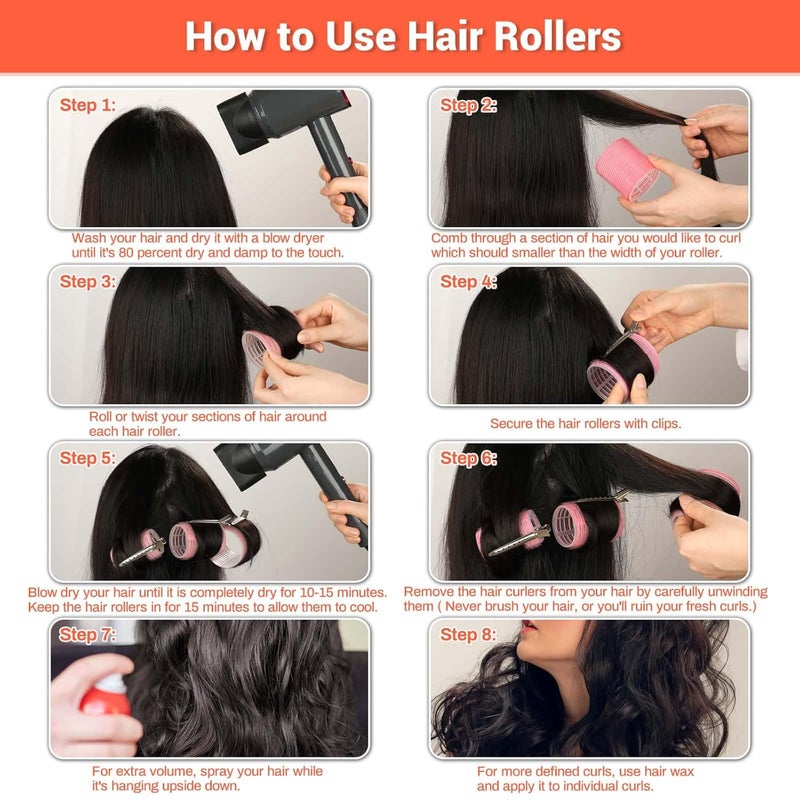 Audab 56 Pcs Hair Rollers Set for Blowout Look Long Hair, 30Pcs Rollers Curlers in 5 Sizes with 24 Pcs Clips and Storage Bag for Long Medium Short Hair Volume - Image 5